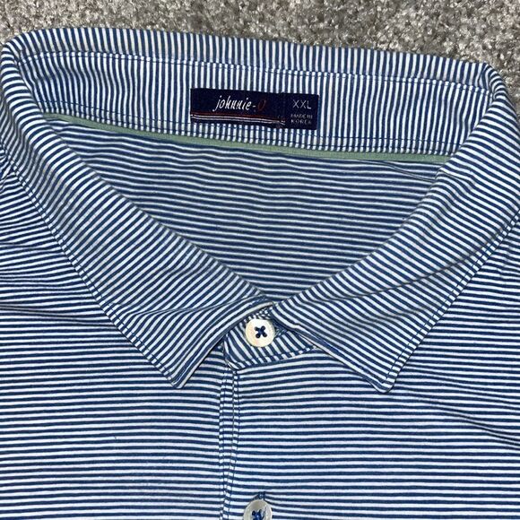 2-Men’s retro Johnnie-O blue & pink cotton/spandex Pocket Polo golf shirt XXL - Picture 5 of 7